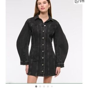 NWT Ambercrombie & Fitch Barrel Sleeve Black Demin Dress - XS